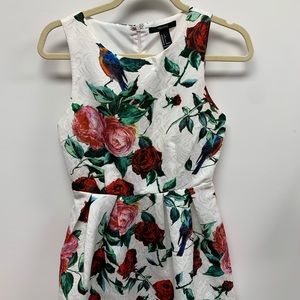 Floral White Skater Dress